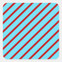 Rayas diagonales rojas de la turquesa brillante de pegatinas cuadradas