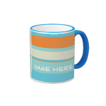 Rayas horizontales azules/naranja w/Name Tazas