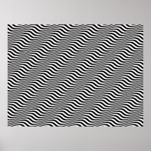 Rayas horizontales blancos y negros del seno del a posters
