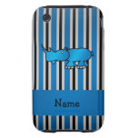 Rayas negras conocidas personalizadas del azul del tough iPhone 3 coberturas