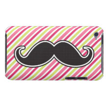 Rayas negras de la verde lima del rosa del bigote  Case-Mate iPod touch protector