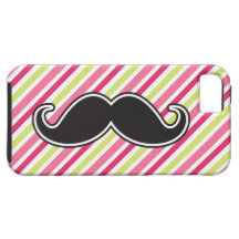 Rayas negras de la verde lima del rosa del bigote  iPhone 5 Case-Mate protectores