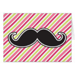 Rayas negras de la verde lima del rosa del bigote  felicitaciones