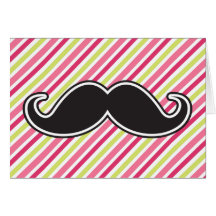 Rayas negras de la verde lima del rosa del bigote  felicitaciones
