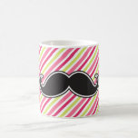 Rayas negras de la verde lima del rosa del bigote  taza de café