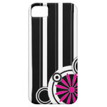 Rayas negras - flor rosada iPhone 5 Case-Mate carcasa