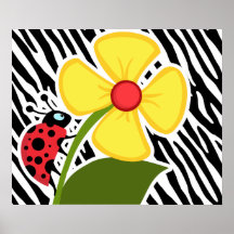 Rayas negras y blancas de la cebra; Mariquitas Posters