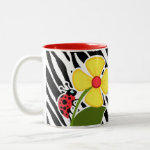 Rayas negras y blancas de la cebra; Mariquitas Tazas
