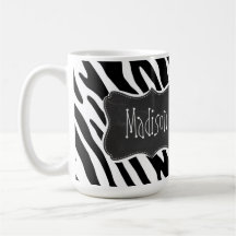 Rayas negras y blancas de la cebra; Pizarra del vi Tazas De Café