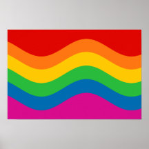 Rayas onduladas del arco iris poster