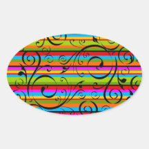 Rayas prosperadas pegatina oval personalizadas