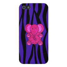 Rayas púrpuras de la cebra del elefante rosado del iPhone 5 carcasas