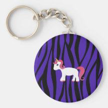 Rayas púrpuras de la cebra del unicornio llavero personalizado
