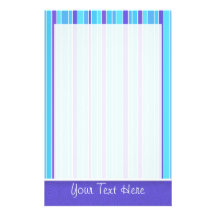 Rayas púrpuras y azules; Rayado Papelería Personalizada