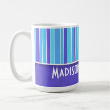 Rayas púrpuras y azules; Rayado Taza De Café