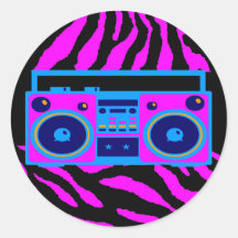 RAYAS RETRAS del TIGRE de los años 80 BOOMBOX del  Pegatinas Redondas