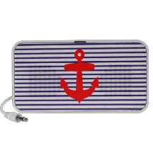 Rayas rojas del ancla y del marinero de los azules iPod altavoz