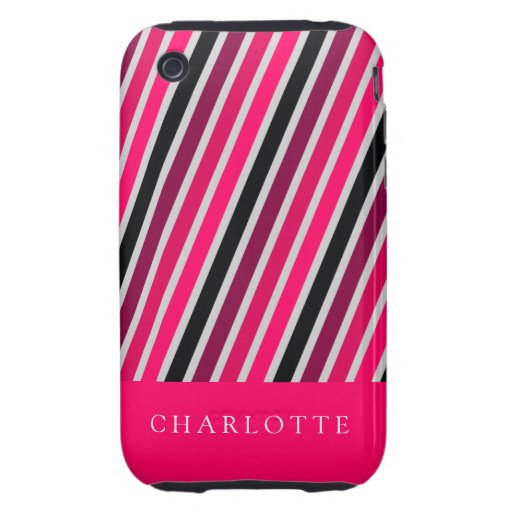 Rayas rosadas de encargo iPhone 3 tough fundas