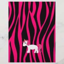 Rayas rosadas de la cebra del unicornio tarjetas informativas