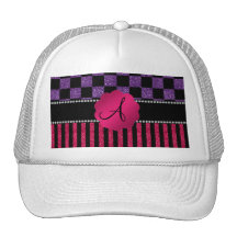 Rayas rosadas de los inspectores púrpuras del bril gorros  