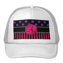 Rayas rosadas de los lunares púrpuras del brillo d gorra