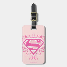 Rayas rosadas de Supergirl Etiquetas Para Maletas