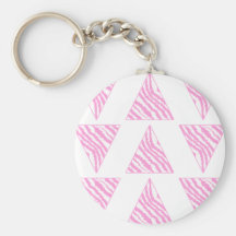 Rayas rosadas del estampado de zebra, en el modelo llaveros personalizados