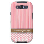 Rayas rosadas femeninas y caja de la galaxia S3 de Galaxy SIII Carcasas