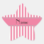 Rayas rosadas y blancas conocidas personalizadas pegatinas forma de estrellaes personalizadas