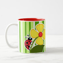 Rayas verdes; Rayado; Mariquita Tazas De Café