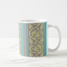 rayas y aceituna del marrón del trullo del damasco taza de café