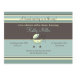 Rayas y azul del cochecito • Invitación de la fies Tarjeta Postal
