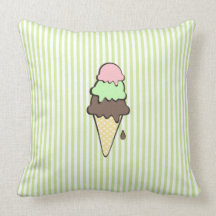 Rayas y cono de helado verdes cojines