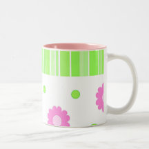 Rayas y floral - taza