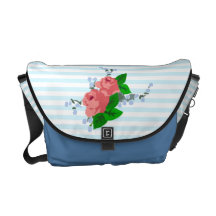 Rayas y rosas veraniegos bolsa de mensajería