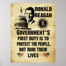 Reagan: ¡El primer deber del gobierno! Poster