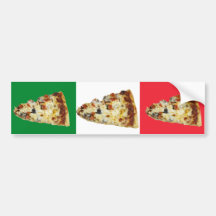 Rebanada de la pizza en colores de la bandera ital pegatina de parachoque