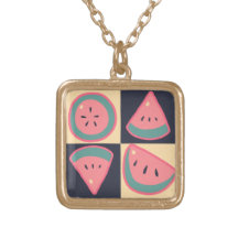Rebanadas de la sandía - modelo a cuadros collar personalizado