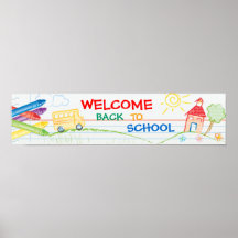 Recepción de nuevo a bandera de escuela posters