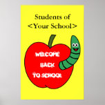 Recepción de nuevo a la escuela Apple rojo y al gu Posters