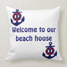 Recepción náutica del tema a nuestra casa de playa almohadas