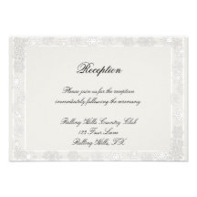 Recepción nupcial blanca de plata del invierno del invitación personalizada