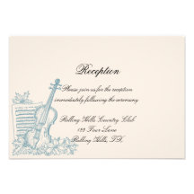 Recepción nupcial del blanco puro y del azul invitaciones personales 