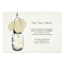 Recepción nupcial del tarro del Hydrangea y de alb Invitación
