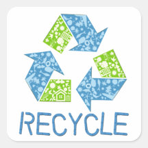 Recicle Calcomania Cuadradas Personalizada