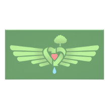 Recicle el ala del corazón tarjeta con foto personalizada