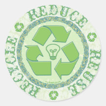 Recicle el engranaje del Día de la Tierra Pegatina Redonda