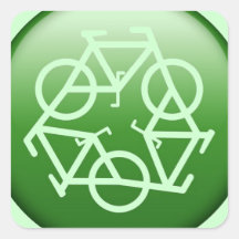 Recicle el logotipo con las bicicletas calcomania cuadradas