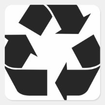Recicle el símbolo calcomanias cuadradas