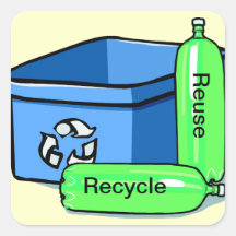 Recicle la reutilización calcomanía cuadradas